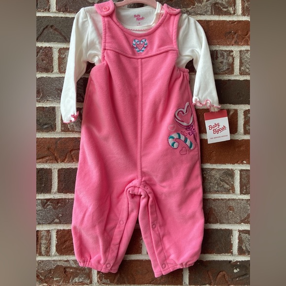 B1G2F🚨Oshkosh baby girl fleece overall winter wonderland with long sleeve top - Picture 1 of 5